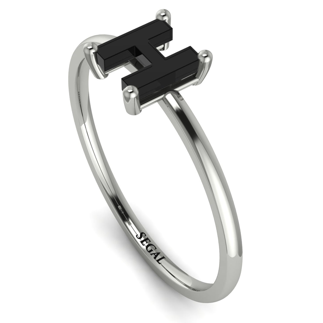 H Letter - Initial White Gold Diamond Ring