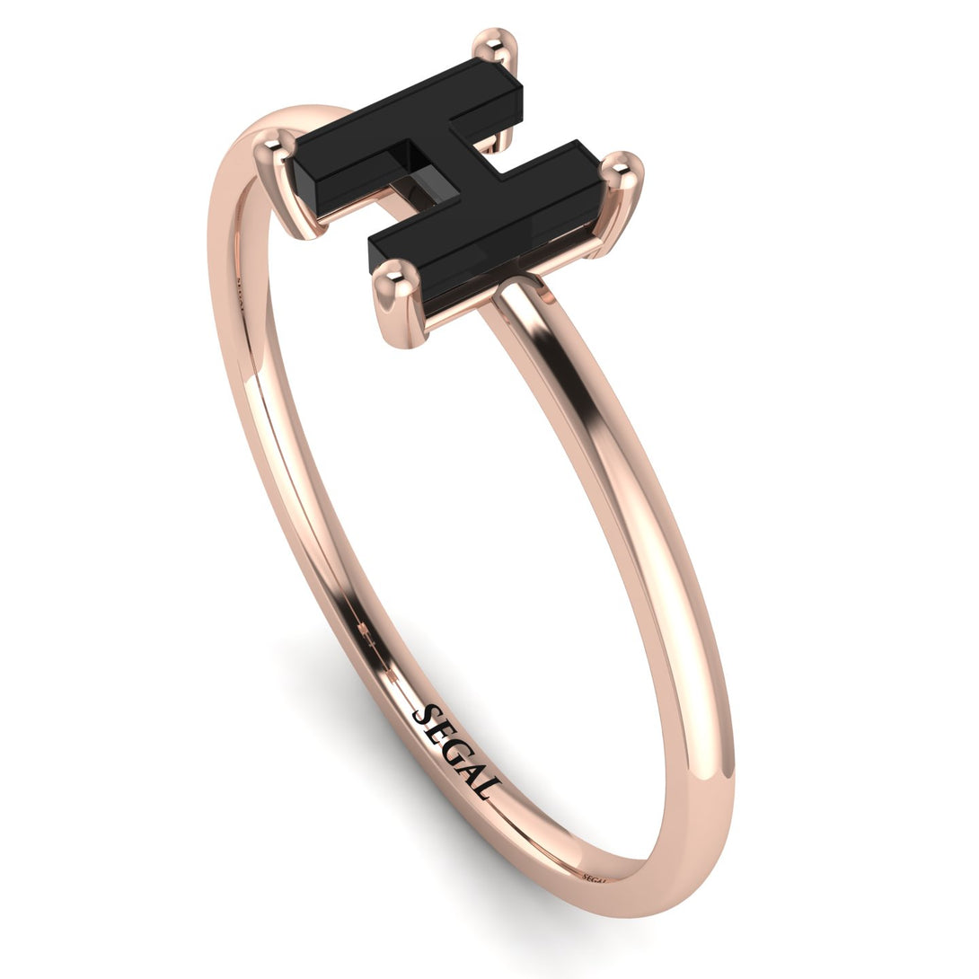 H Letter - Initial Rose Gold Diamond Ring