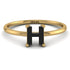 H Letter - Initial Gold Diamond Ring
