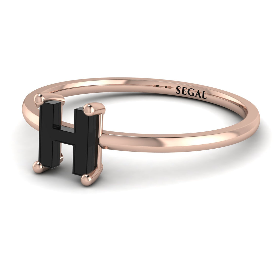 H Letter - Initial Rose Gold Diamond Ring
