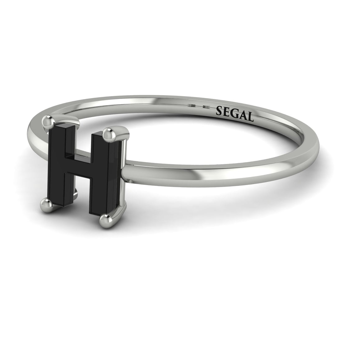 H Letter - Initial White Gold Diamond Ring
