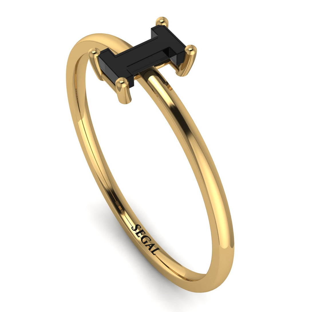 I Letter - Initial Gold Diamond Ring