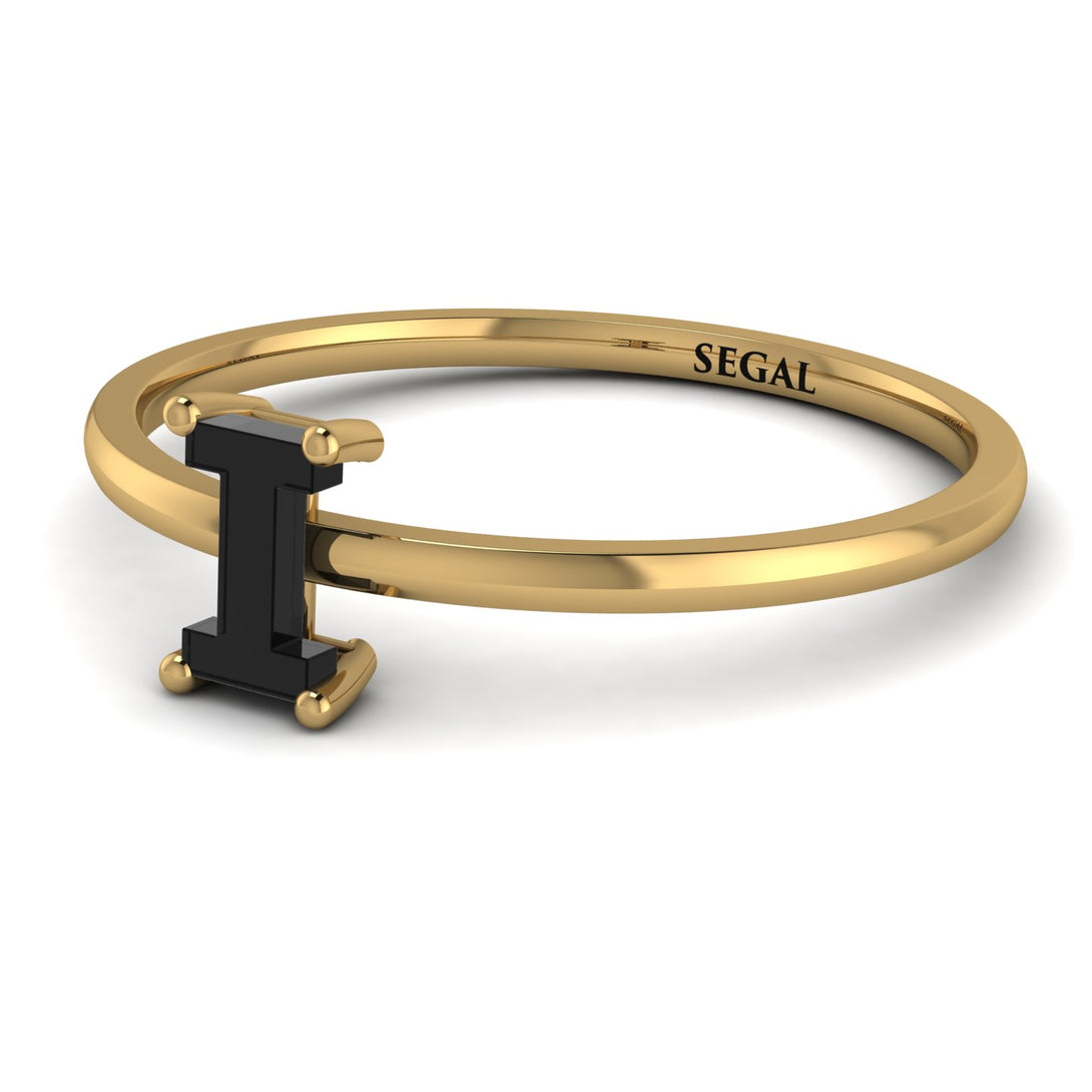 I Letter - Initial Gold Diamond Ring