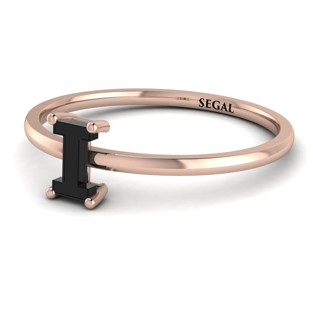 I Letter - Initial Rose Gold Diamond Ring