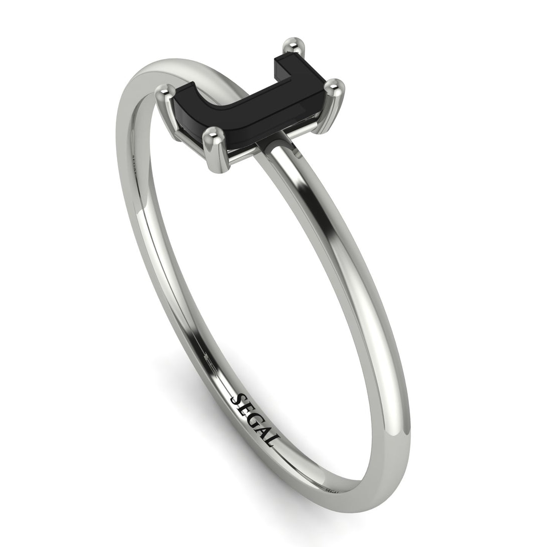 J Letter - Initial White Gold Diamond Ring