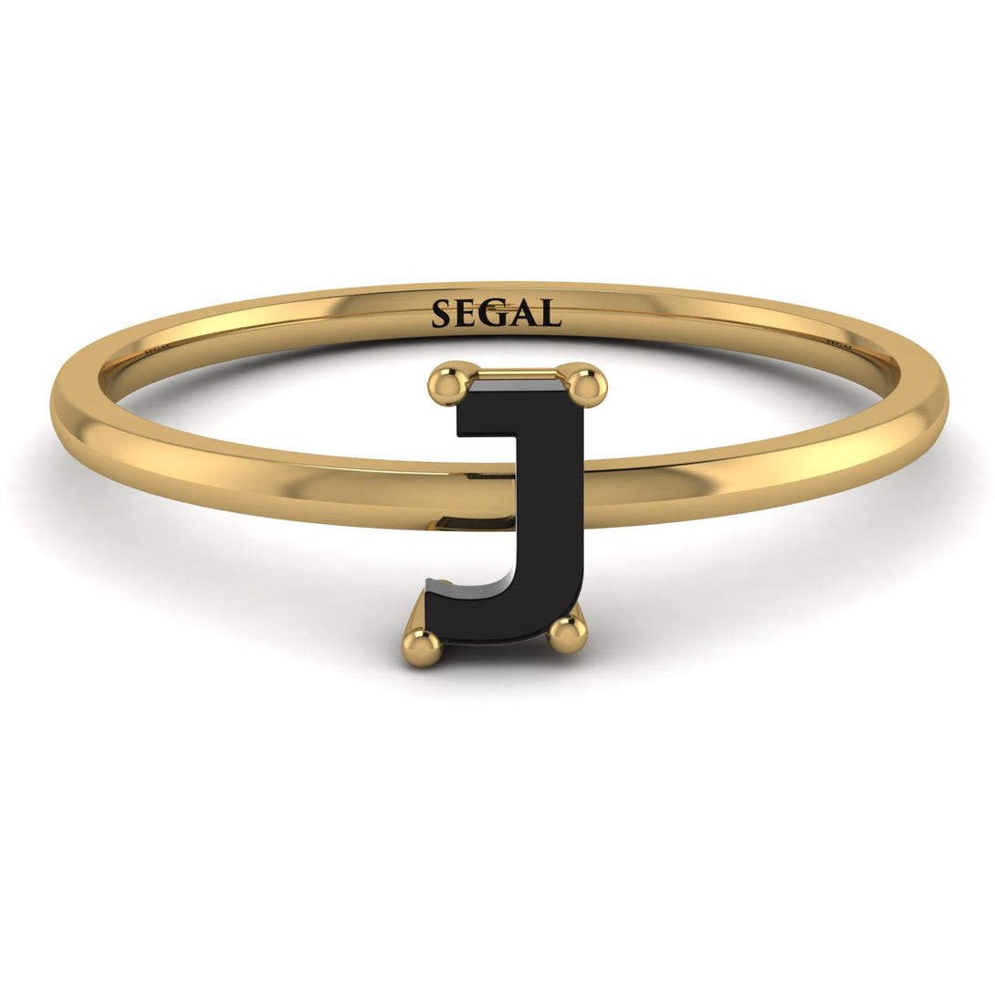 J Letter - Initial Gold Diamond Ring