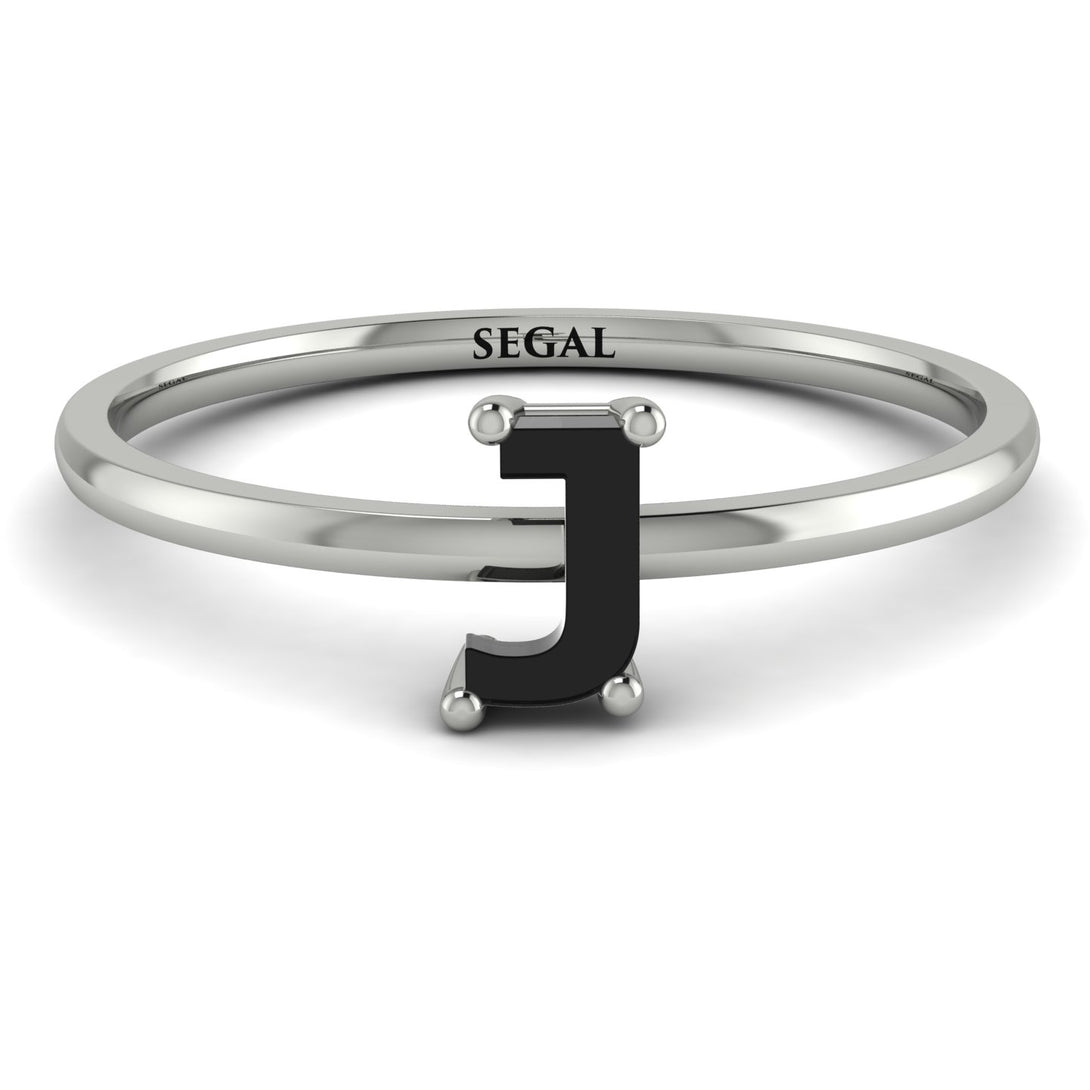 J Letter - Initial White Gold Diamond Ring