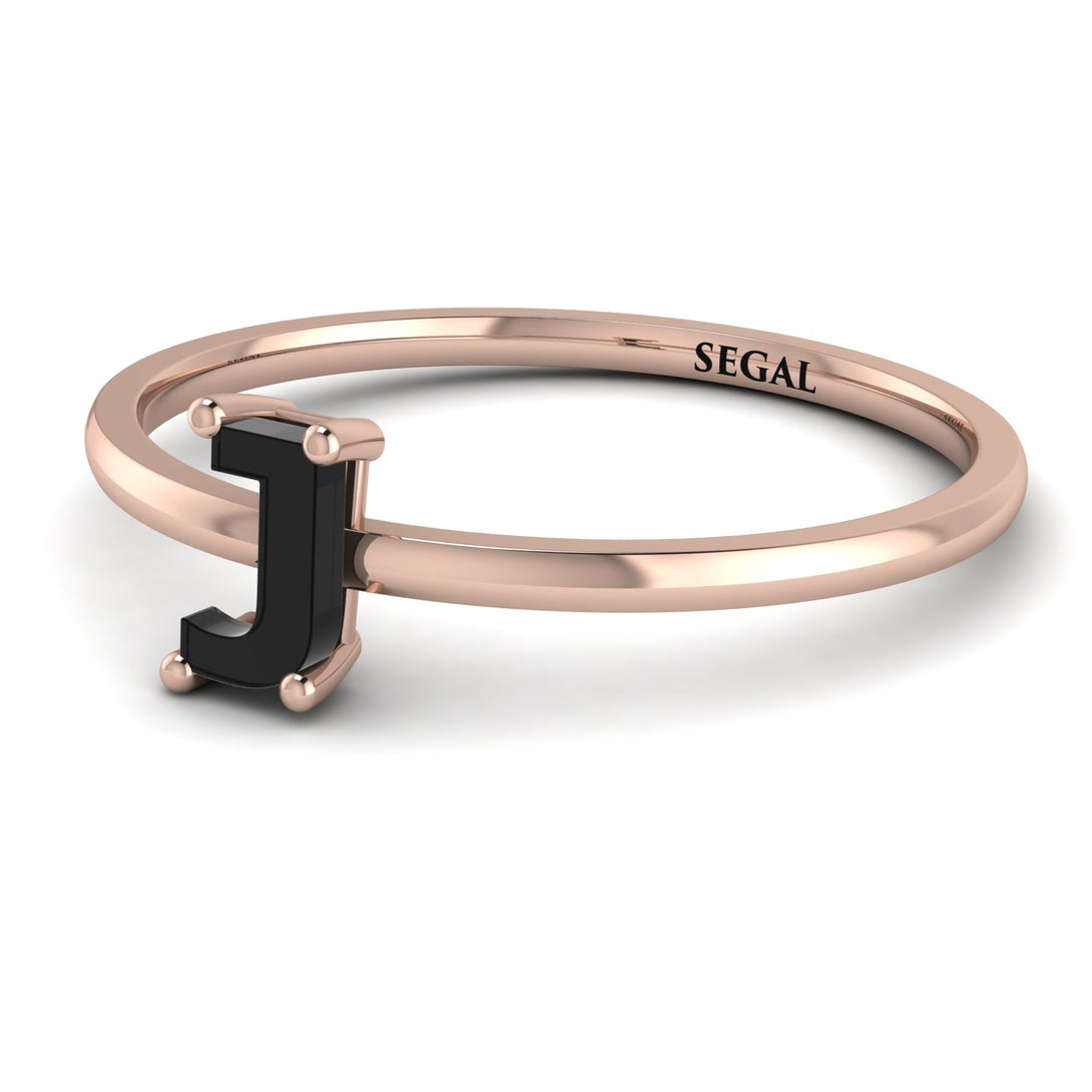 J Letter - Initial Rose Gold Diamond Ring
