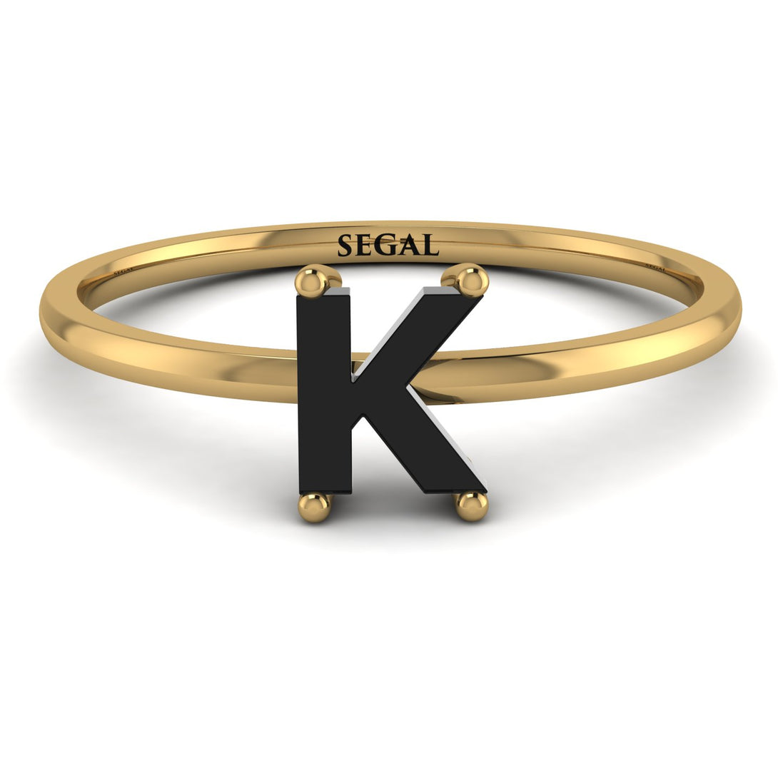 K Letter - Initial Gold Diamond Ring