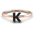 K Letter - Initial Rose Gold Diamond Ring