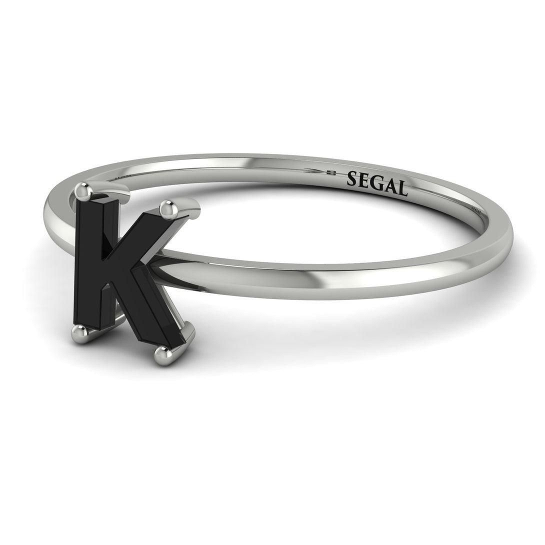 K Letter - Initial White Gold Diamond Ring