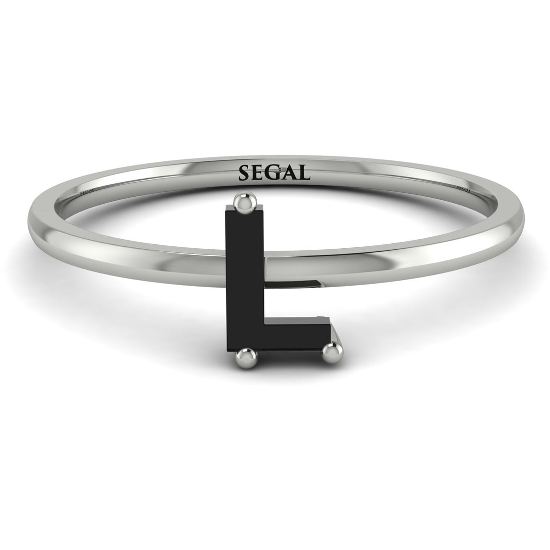 L Letter - Initial White Gold Diamond Ring
