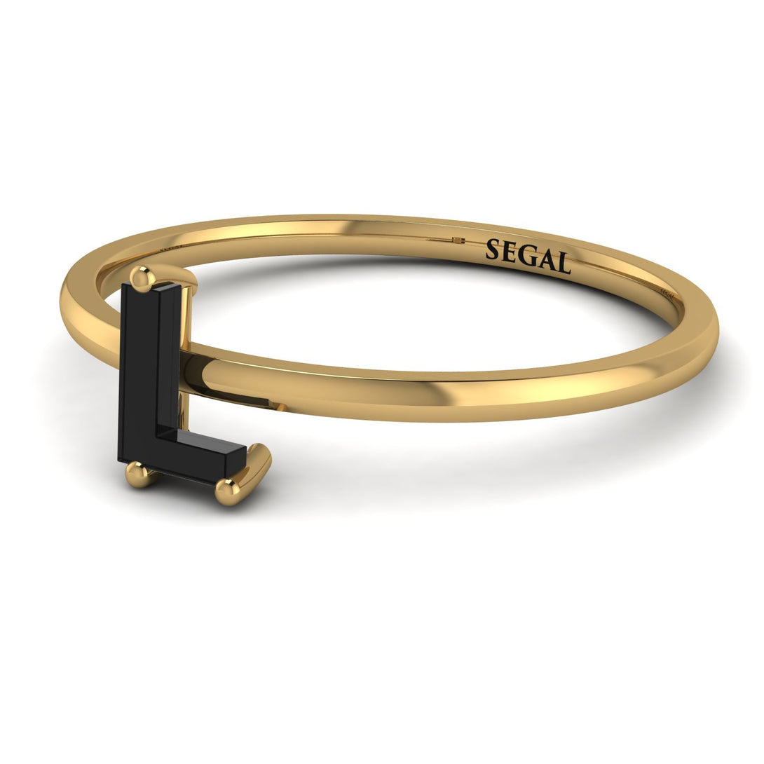 L Letter - Initial Gold Diamond Ring