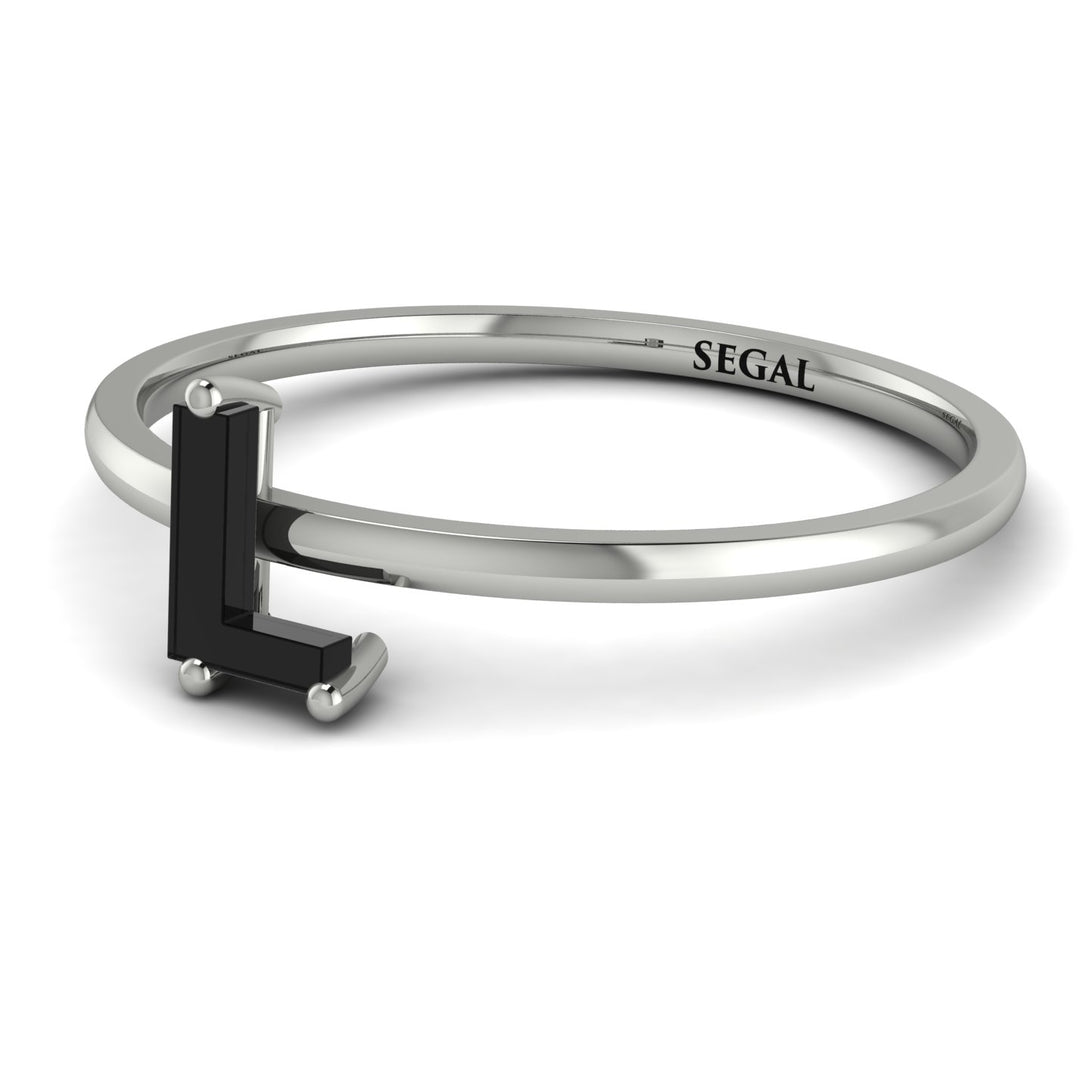 L Letter - Initial White Gold Diamond Ring