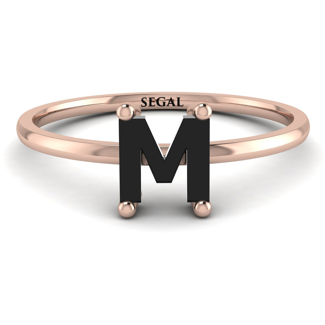 M Letter - Initial Rose Gold Diamond Ring