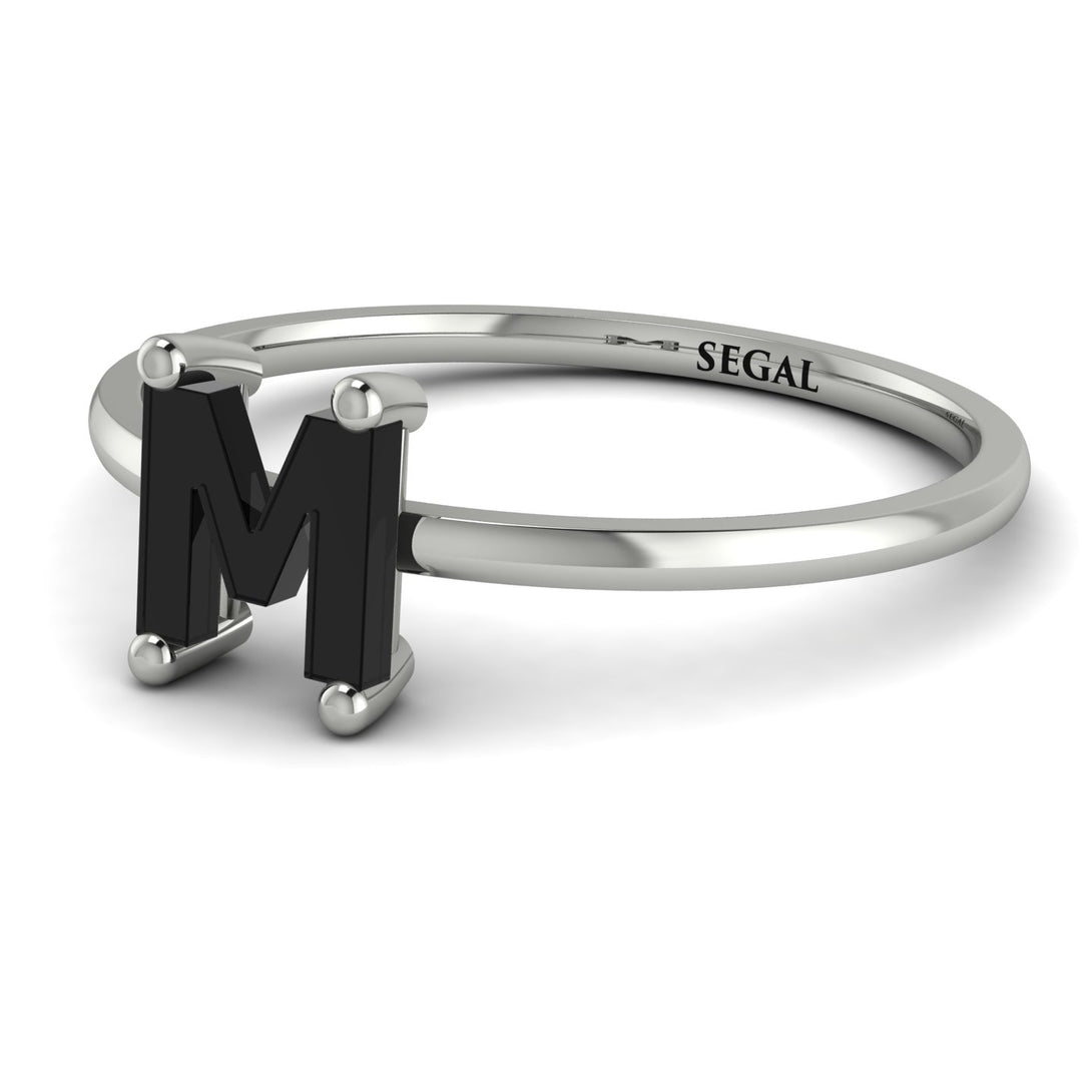 M Letter - Initial White Gold Diamond Ring