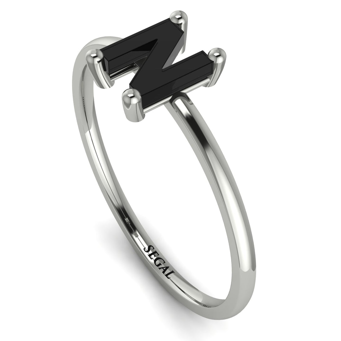 N Letter - Initial White Gold Diamond Ring