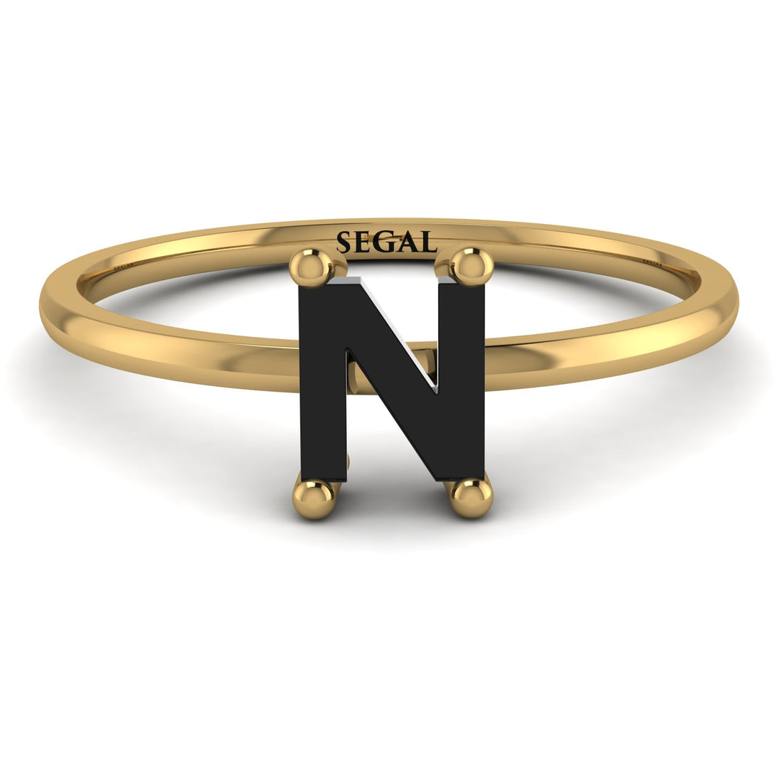 N Letter - Initial Gold Diamond Ring