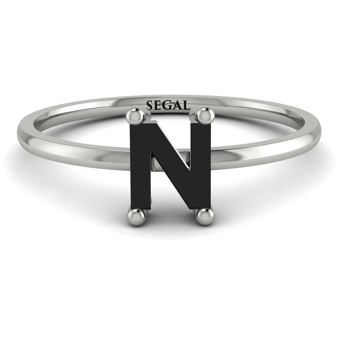 N Letter - Initial White Gold Diamond Ring