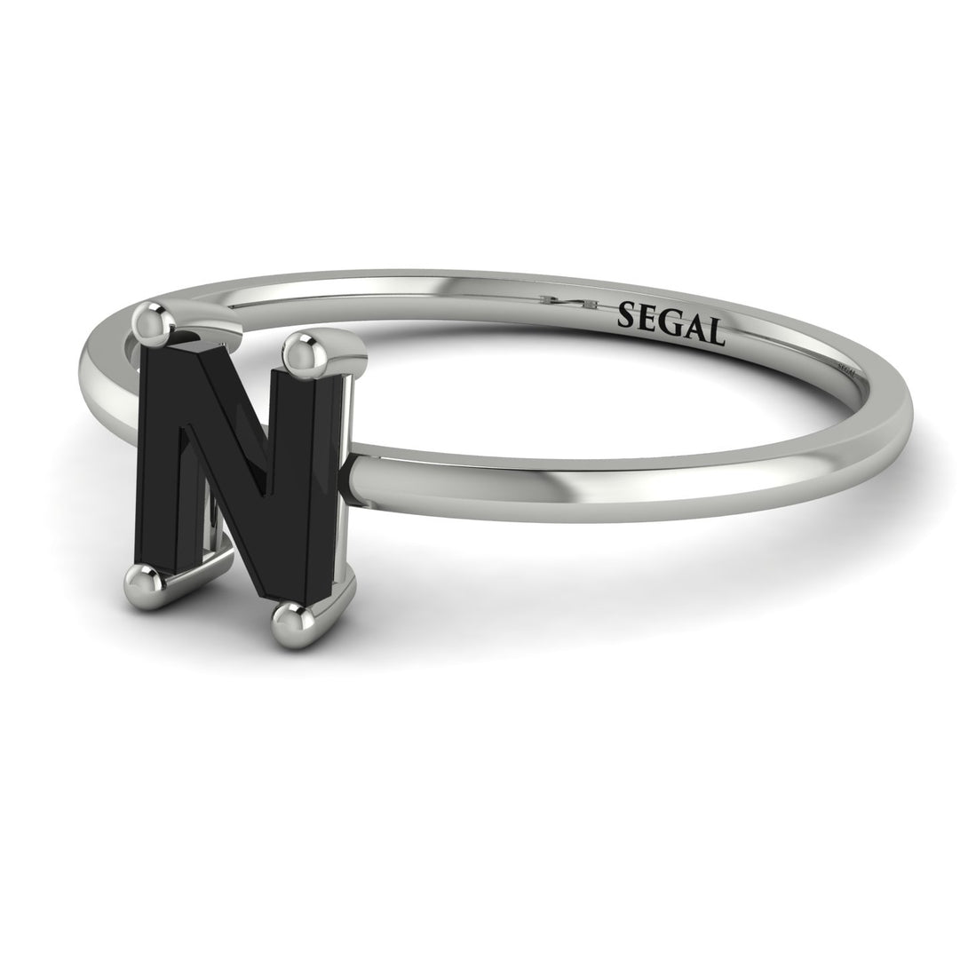 N Letter - Initial White Gold Diamond Ring