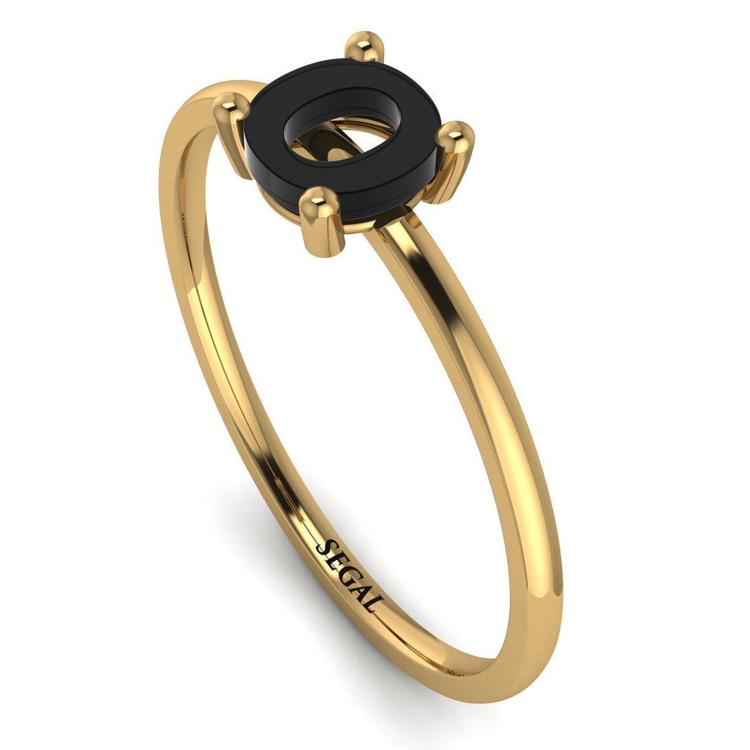 O Letter - Initial Gold Diamond Ring