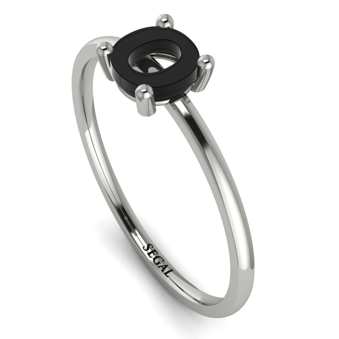 O Letter - Initial White Gold Diamond Ring