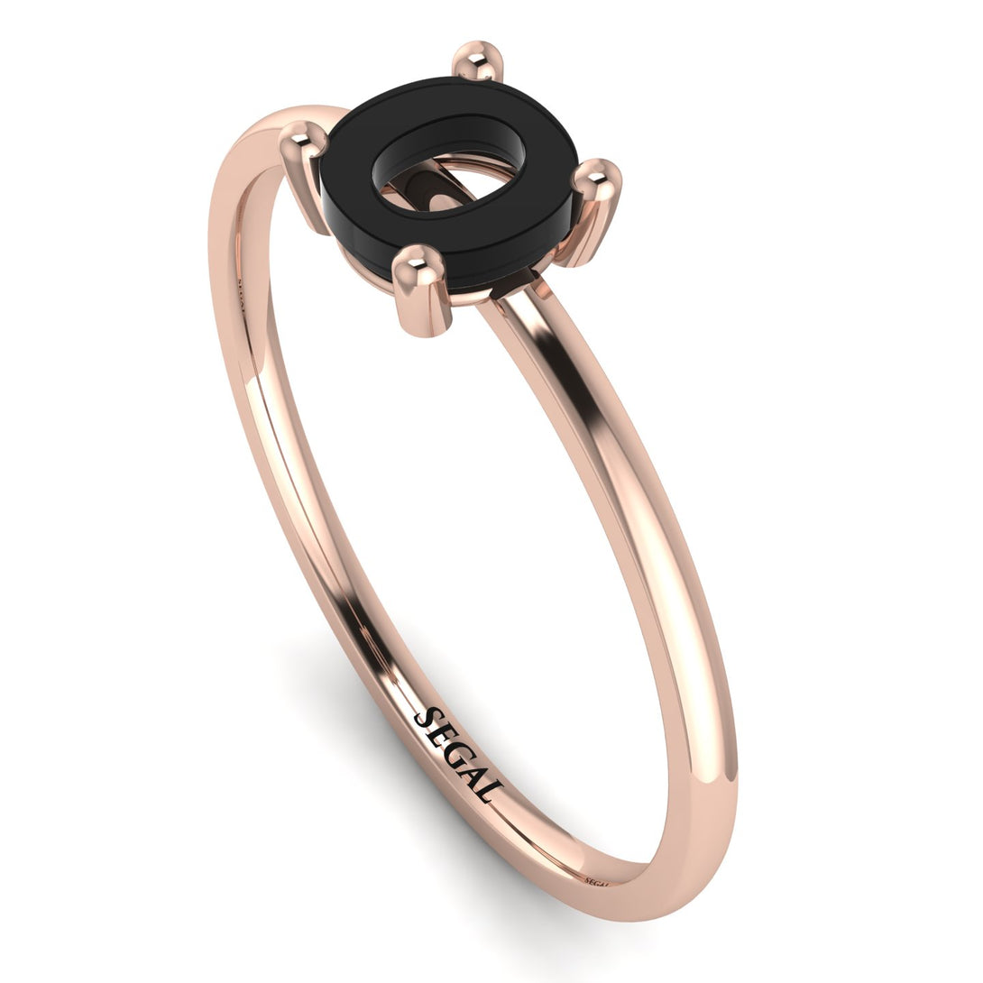 O Letter - Initial Rose Gold Diamond Ring