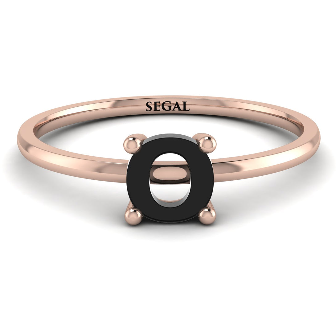 O Letter - Initial Rose Gold Diamond Ring