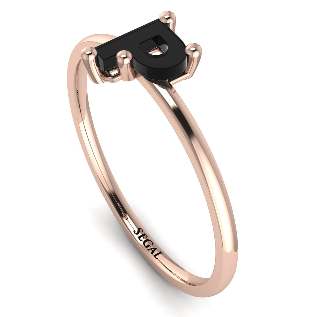 P Letter - Initial Rose Gold Diamond Ring