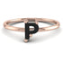 P Letter - Initial Rose Gold Diamond Ring