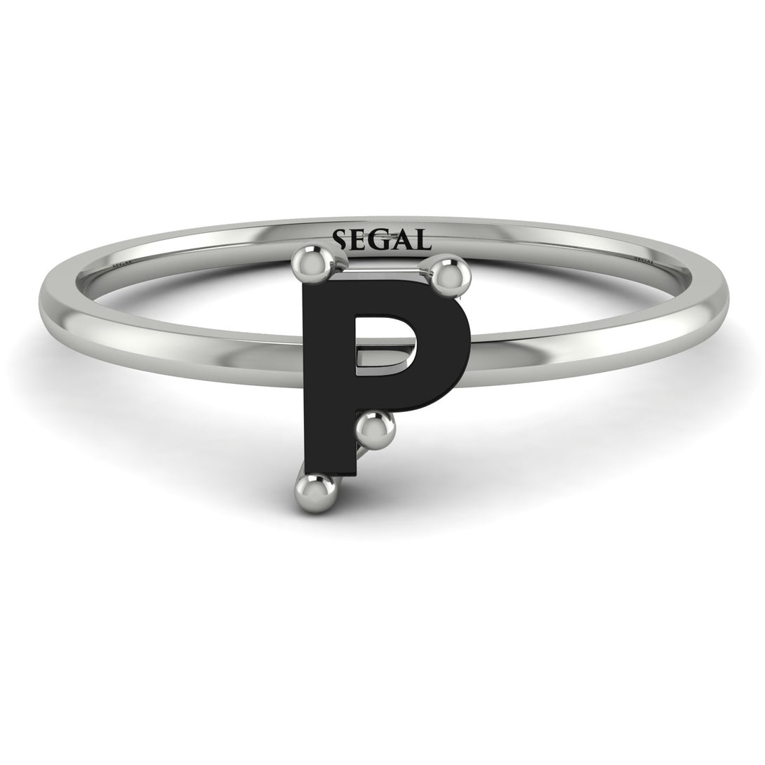 P Letter - Initial White Gold Diamond Ring
