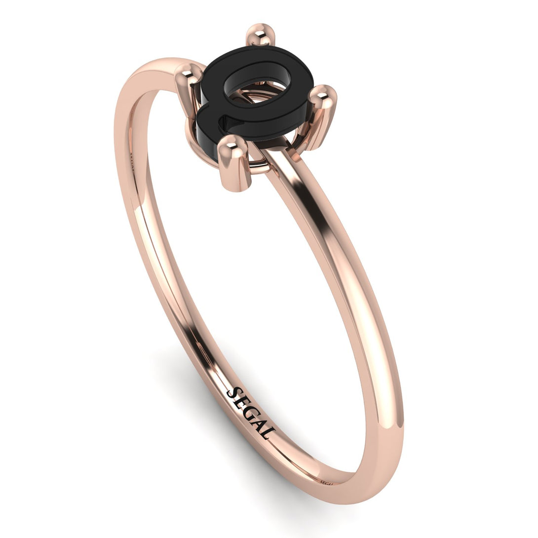 Q Letter - Initial Rose Gold Diamond Ring