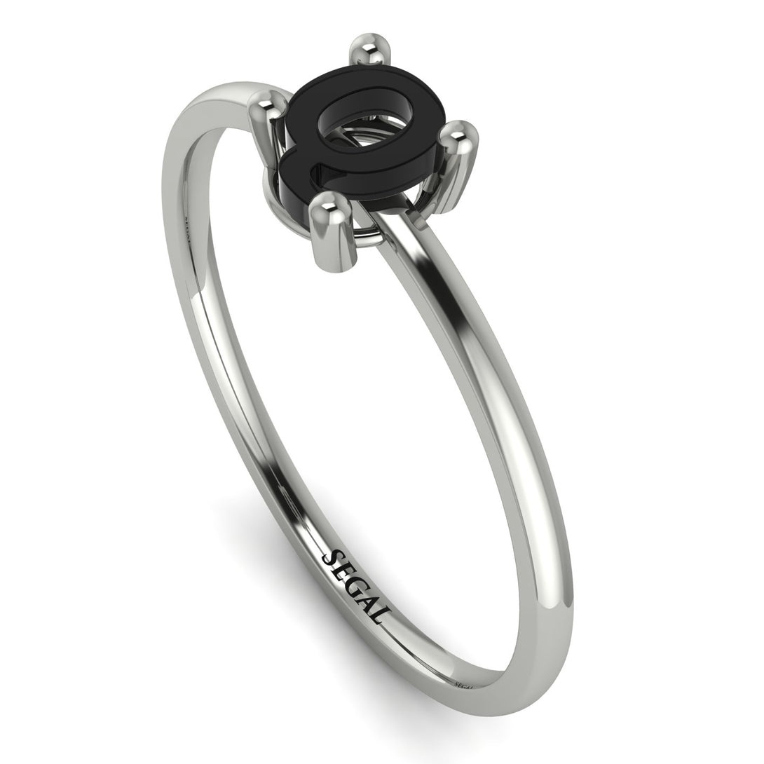 Q Letter - Initial White Gold Diamond Ring