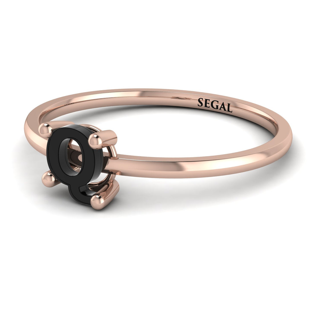 Q Letter - Initial Rose Gold Diamond Ring