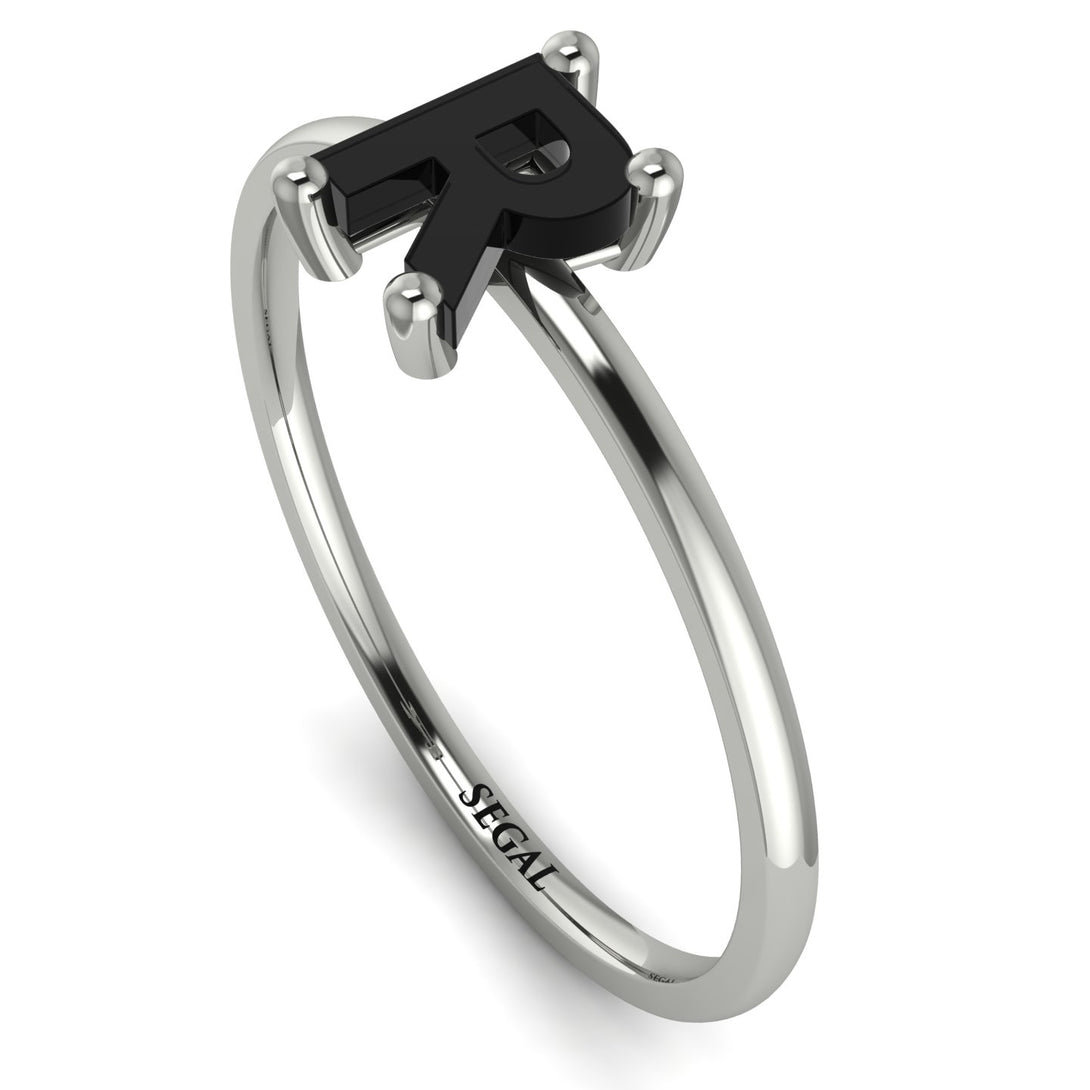 R Letter - Initial White Gold Diamond Ring