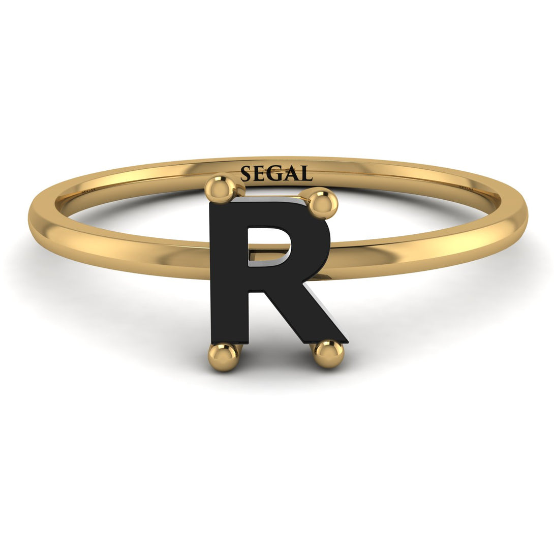 R Letter - Initial Gold Diamond Ring