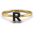R Letter - Initial Gold Diamond Ring