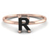 R Letter - Initial Rose Gold Diamond Ring