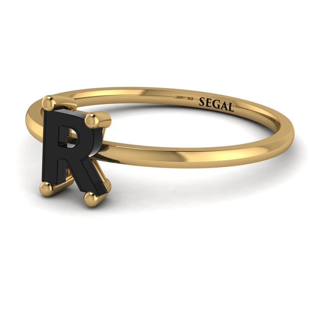 R Letter - Initial Gold Diamond Ring