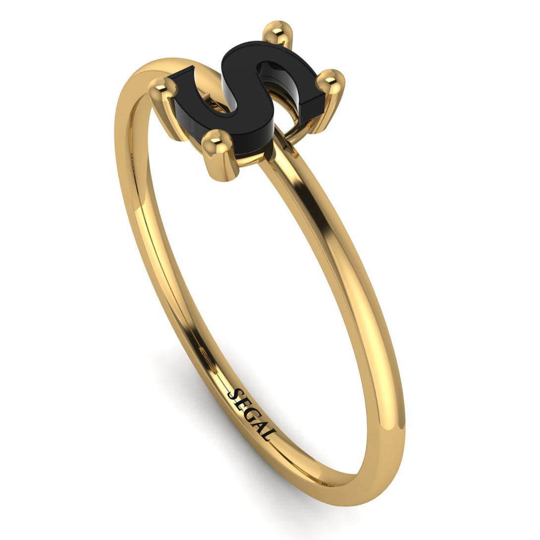 S Letter - Initial Gold Diamond Ring