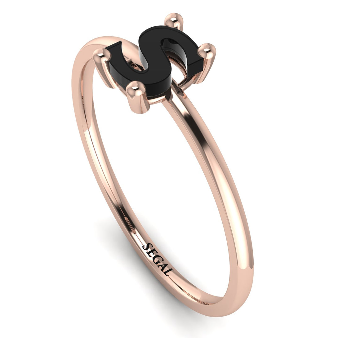 S Letter - Initial Rose Gold Diamond Ring