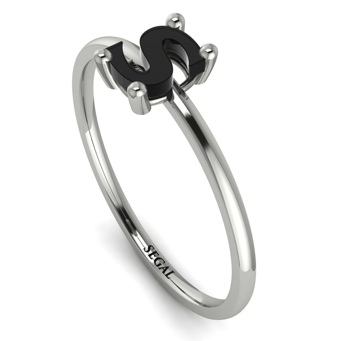 S Letter - Initial White Gold Diamond Ring