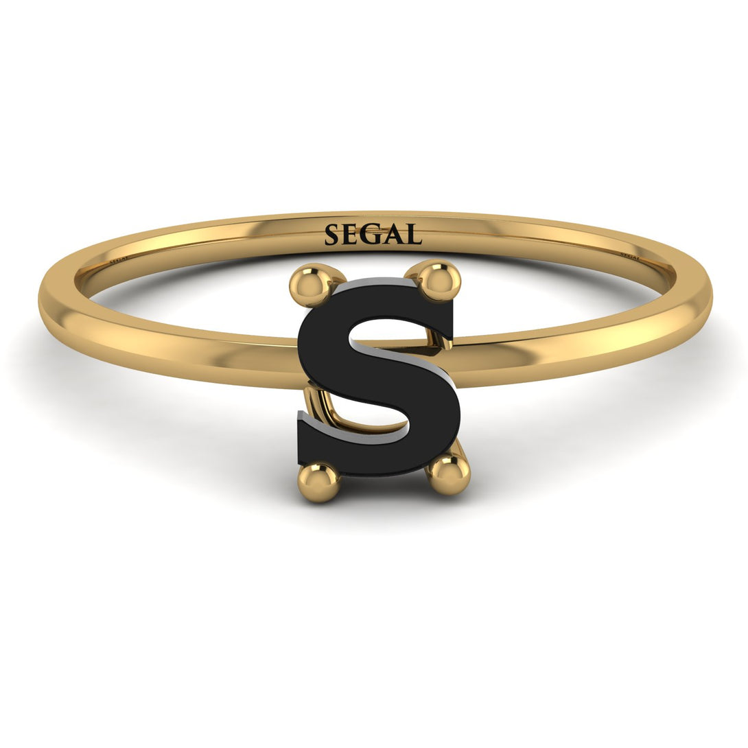 S Letter - Initial Gold Diamond Ring
