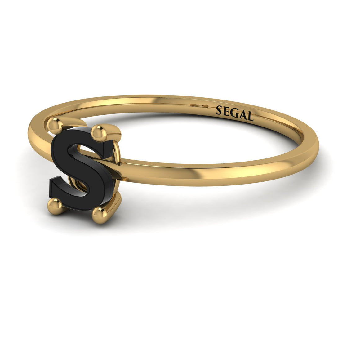 S Letter - Initial Gold Diamond Ring