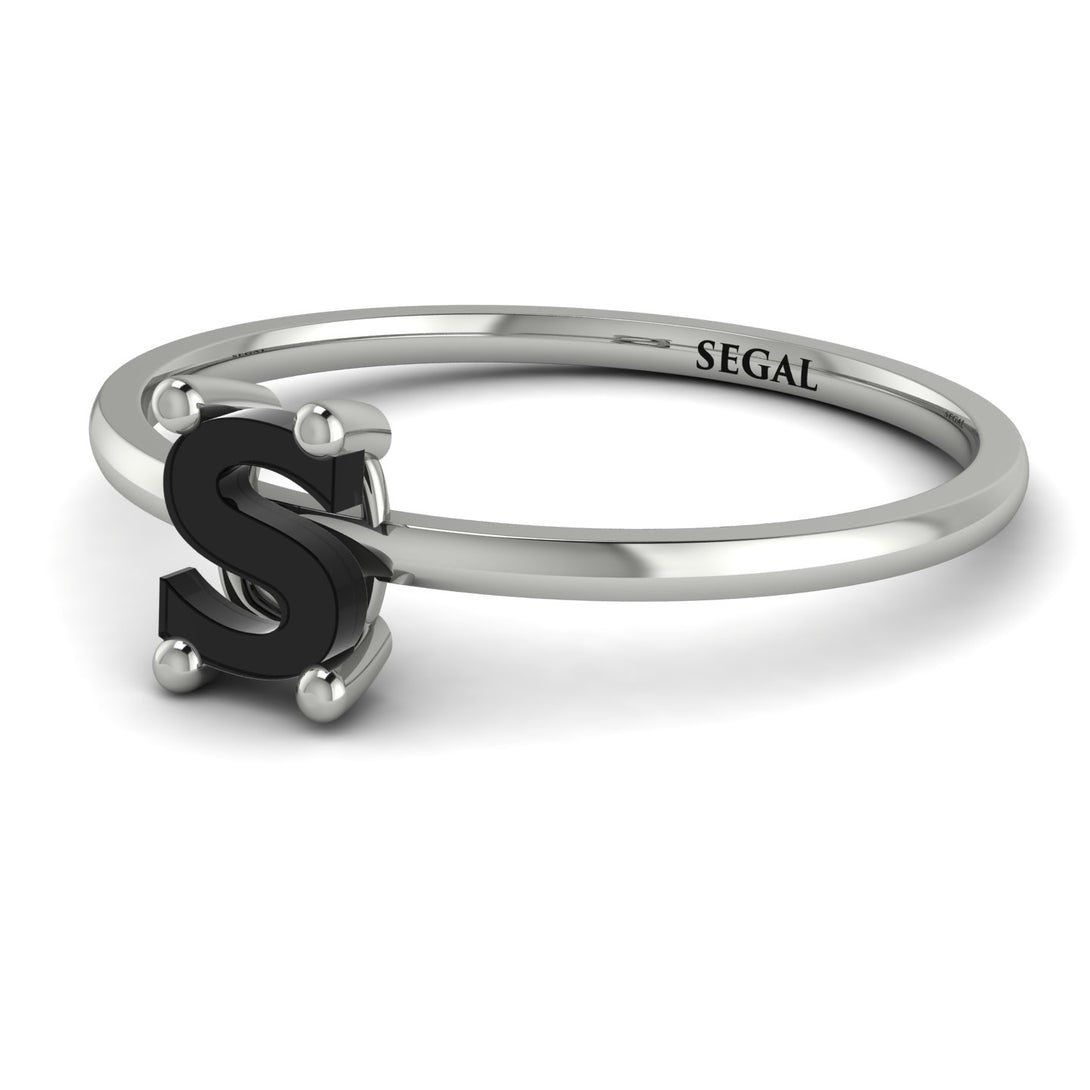 S Letter - Initial White Gold Diamond Ring