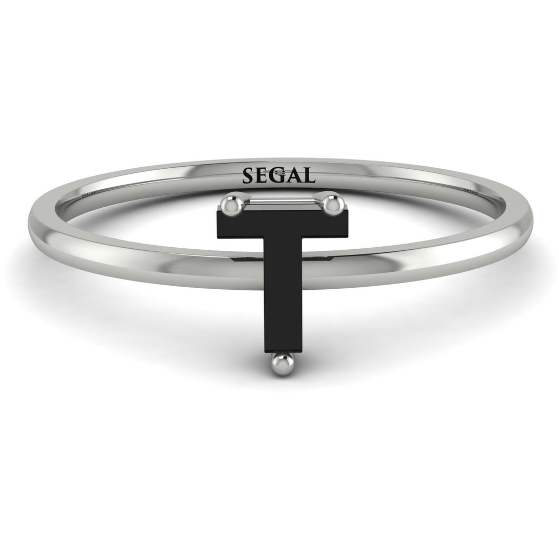 T Letter - Initial White Gold Diamond Ring