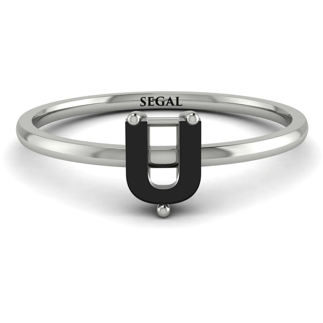 U Letter - Initial White Gold Diamond Ring