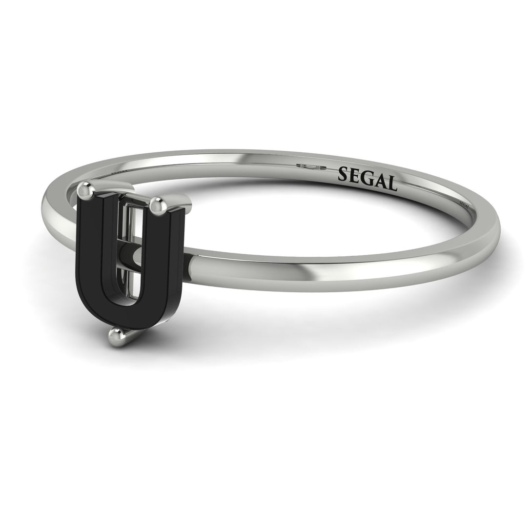 U Letter - Initial White Gold Diamond Ring