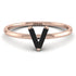 V Letter - Initial Rose Gold Diamond Ring