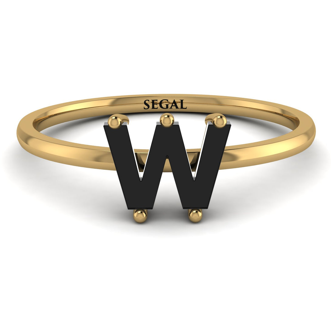 W Letter - Initial Gold Diamond Ring
